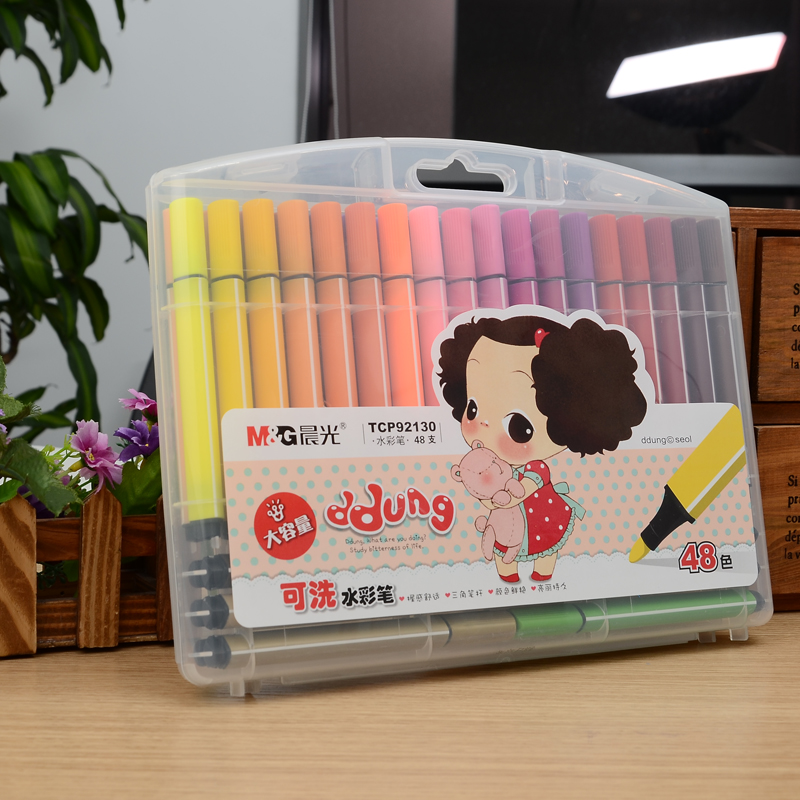 晨光水彩笔套装儿童幼儿园小学生用24色48色36色可水洗水彩绘画笔套装初学者手绘幼儿园学生用水彩笔