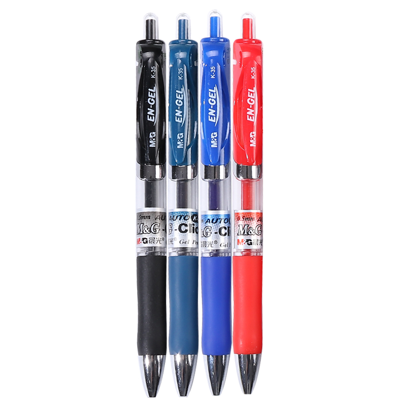晨光按动中性笔k35黑色碳素笔红笔蓝色学生用水笔办公用0.5中性笔墨蓝笔蓝黑笔办公用笔会议笔水笔签字笔