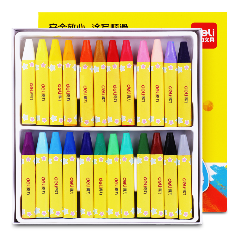 得力油画棒24色儿童彩色蜡笔幼儿美术用品画画用多色油彩笔盒装